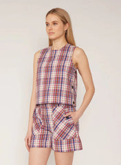 Gilner Farrar Ellerie Top in Red White Blue Seersucker