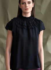 Go Silk Go Brunch Date Top in Washed Black