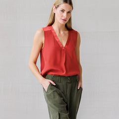 Go Silk Go Seashell Top in Siracha