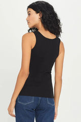 Goldie Tee Variegated Rib Tank in Black