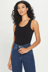 Goldie Tee Variegated Rib Tank in Black