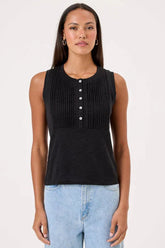 Goldie Tees Ava Henley Tank in Black