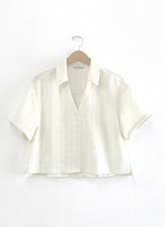 Greylin Chelly Textured Pullover Boxy Polo Shirt