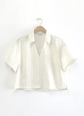Greylin Chelly Textured Pullover Boxy Polo Shirt