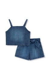 Habitual Girl Denim Short Set in Indigo