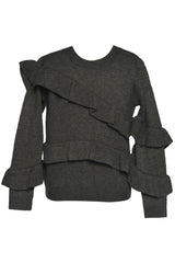 Hannah Banana Asymmetrical Ruffle Sweater