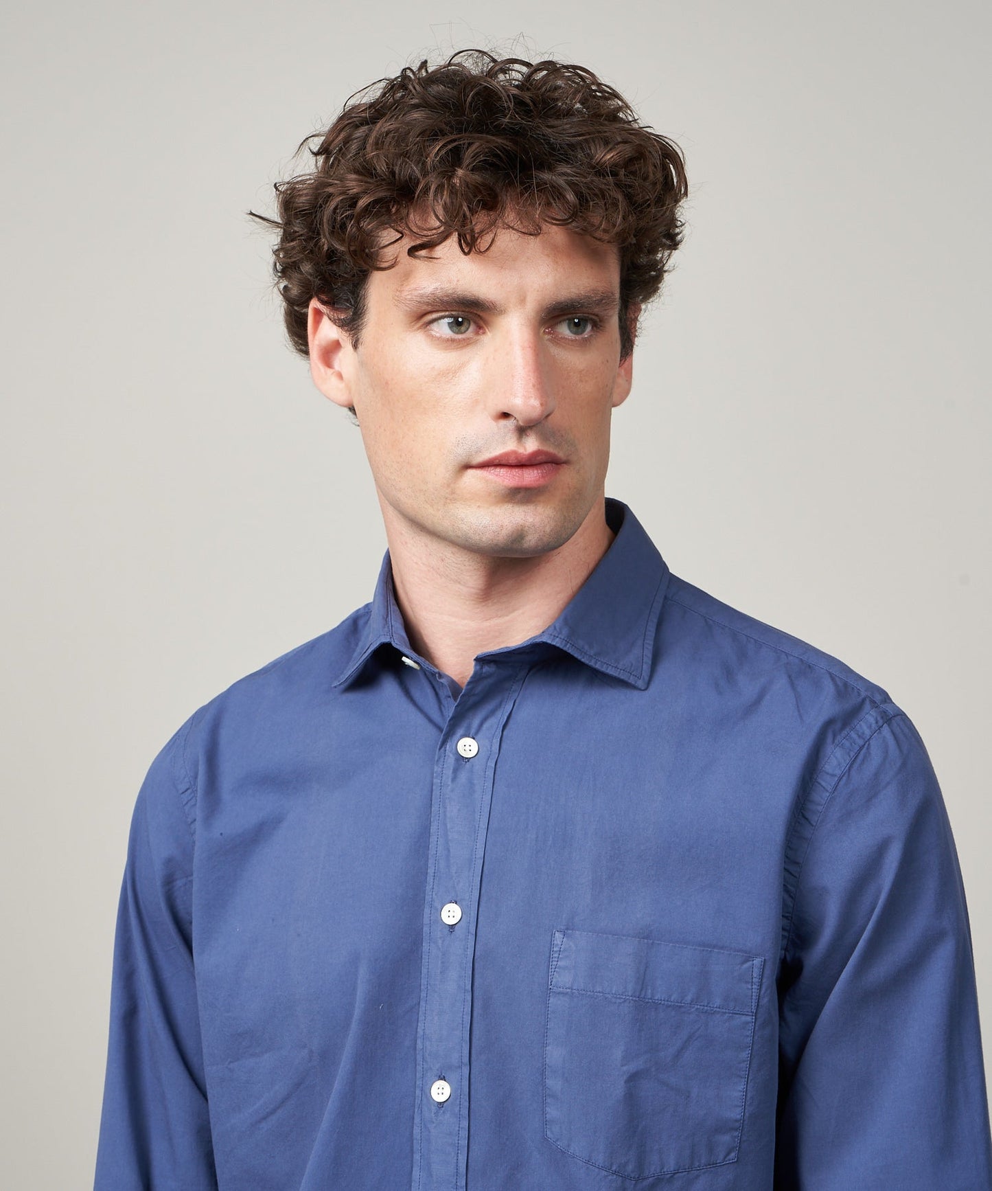 Hartford Denim Blue Twill Paul Shirt