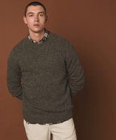 Hartford Donegal Wool Crew Sweater in Taupe