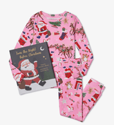 Hatley Twas The Night Before Christmas PJ & Book Set in Pink