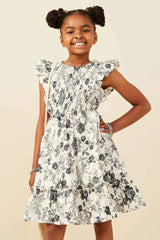Hayden Girls Antique Floral Smock And Ruffle Dress
