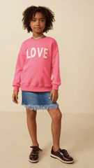 Hayden Girls Love Patched Sweatshirt in Pink