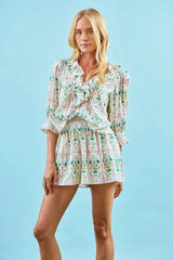 Hunter Bell Imogen Blouse in Pink Trellis