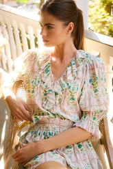 Hunter Bell Imogen Blouse in Pink Trellis
