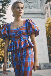Hunter Bell Kaia Top in Stretch Plaid