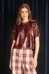 Hunter Bell Pixie Top in Mulberry Sequin