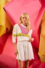 Hunter Bell Sully Pullover in White Multi