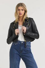 Jakett Erin Burnished Leather in Black Gold
