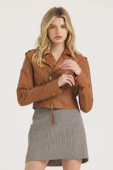 Jakett Erin Burnished Leather Jacket in Caramel