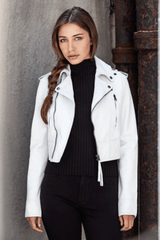Jakett Erin Burnished Leather Jacket in White