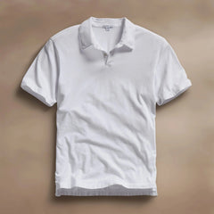 James Perse Sueded Jersey Polo in White