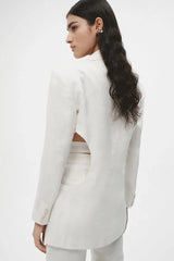 JC Pajares Linen Cut Out Blazer in White