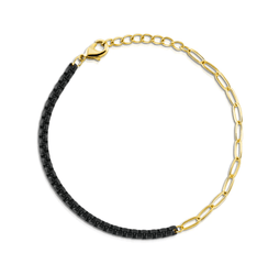 Jen Hansen BB2061G Half & Half Enamel Paperclip Bracelet