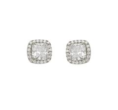 Jen Hansen Cushion Solitaire Earring in Silver