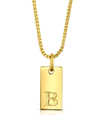 Jen Hansen Dog Tag Initial Necklace in Gold