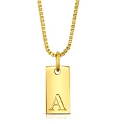 Jen Hansen Dog Tag Initial Necklace in Gold