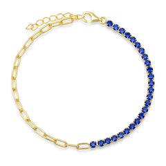 Jen Hansen Half & Half Paperclip Blue Tennis Bracelet