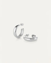 Jenny Bird Staple Medium Hoop in Rhodium