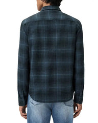 John Varvatos Dario Shirt in Brushed Plaid in Titanium Blue