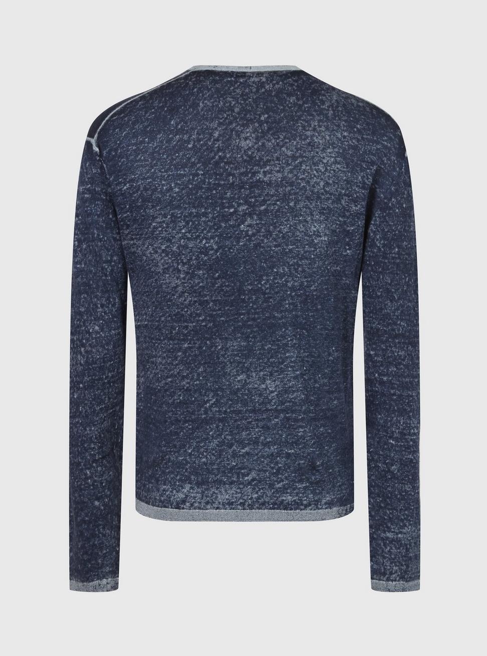 John Varvatos Linen V-Neck Sweater in Navy