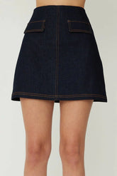 JS71 Oxford Skirt in Dark Wash Indigo