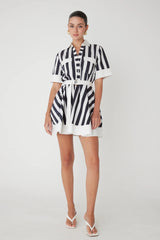 JS71 Yana Dress in Black White Stripe