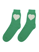 Jumper 1 2 3 4 Cashmere Heart Socks in Bright Green and Cream