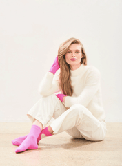 Jumper 1 2 3 4 Cashmere Heart Socks in Hot Pink and Cream