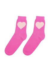 Jumper 1 2 3 4 Cashmere Heart Socks in Hot Pink and Cream