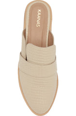 Kaanas Latvia Embossed Leather Mule in Ivory