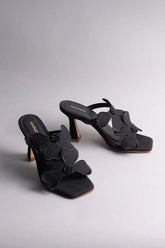 Kaanas Sequoia By LUN Flower Applique Heel in Black