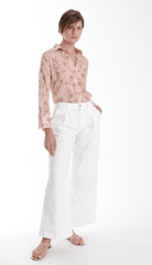 Karina Grimaldi Coral Print Blouse in Peach Floral
