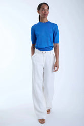 Karina Grimaldi Lily Knit Metallic Top in Cobalt