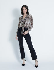 Karina Grimaldi Samantha Print Top in Natural Snake