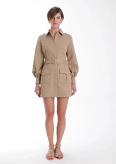 Karina Grimaldi Tiffany Mini Dress in Khaki