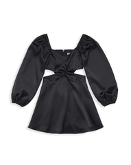 KatieJ Junior Ari Dress in Black Satin