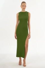 FINAL SALE- Lamarque Giovanna Rib Knit Maxi Dress in Fern