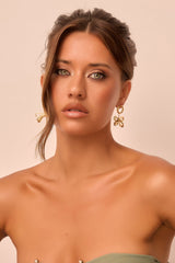 Lustre Bow Drop Earrings - Gold