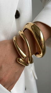 Be Bold Chunky Metal Bangle Bracelet Set - Gold