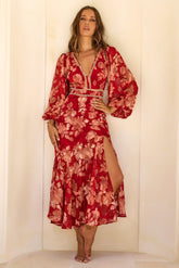 Solstice Waltz Chiffon Maxi Dress - Red