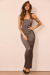 Vintage Desire Knit Maxi Dress - Chocolate
